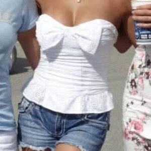 Jessica Simpson White Eyelet Bow Blouse